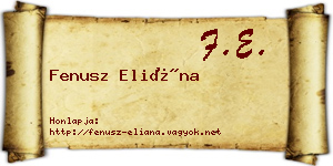 Fenusz Eliána névjegykártya